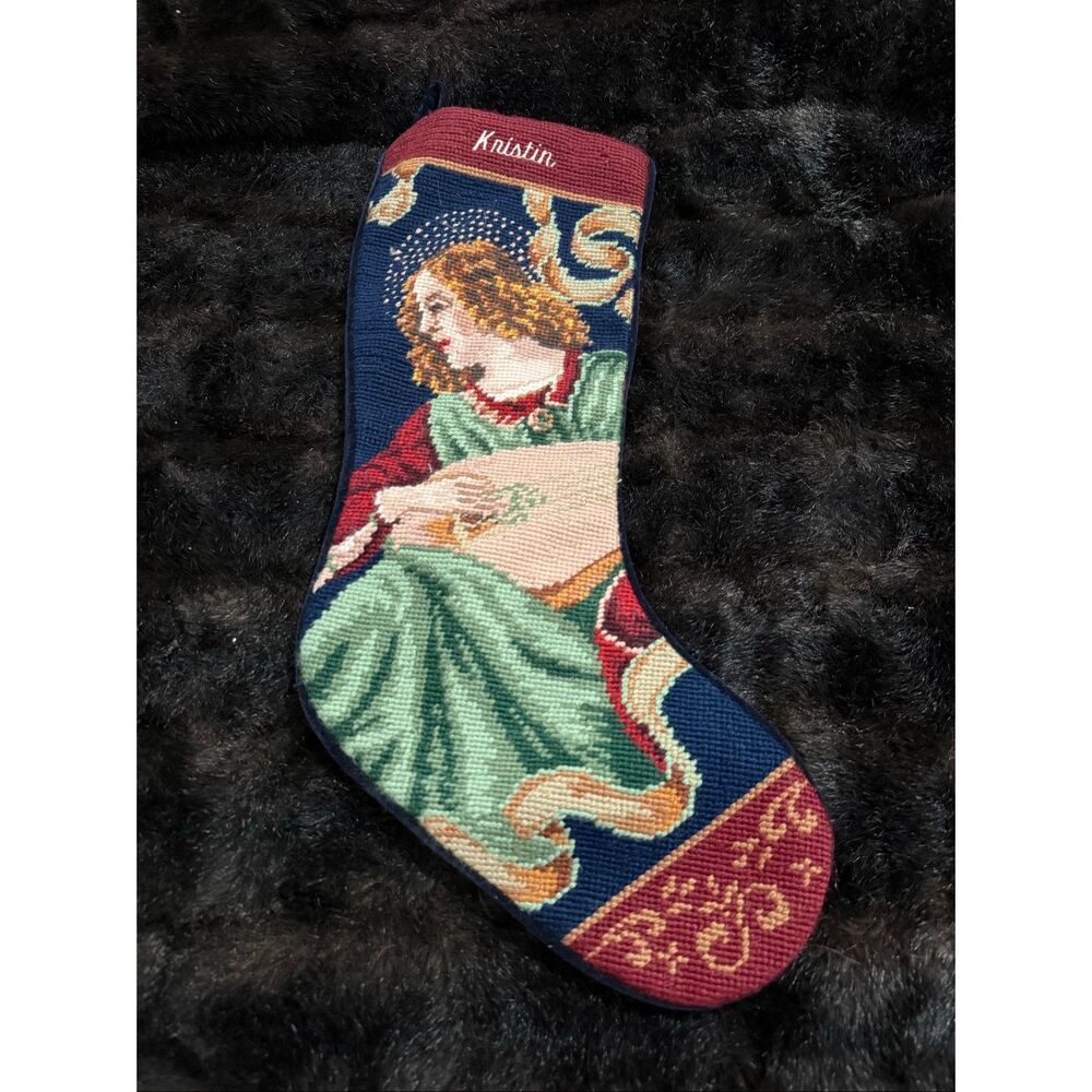 Needlepoint Christmas Stocking Heritage Cross Stitch‎ Angel Music
